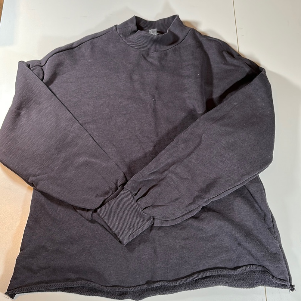 Sweaty Betty Mock Neck Cropped Sweater Top Grey Size Small